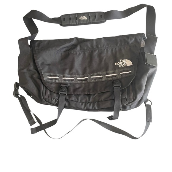 Vintage The North Face Messenger Shoulder Bag Satchel Reflective Stripe Black - Picture 2 of 11
